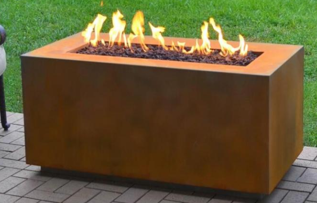 tabla portátil contemporánea del fuego de Rusty Corten Steel Outdoor Gas de la longitud del 150cm