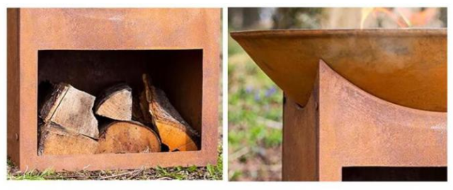 Hoyo de acero diseñado modificado para requisitos particulares del cuenco de fuego de Corten del jardín del almacenamiento al aire libre de la leña
