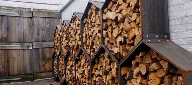 Estante de acero rústico del registro del almacenamiento de la leña del panal de Corten del hexágono resistente
