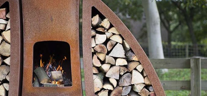 Almacenamiento al aire libre de acero de la chimenea y del registro de Corten del diseño de Tendu para el patio trasero