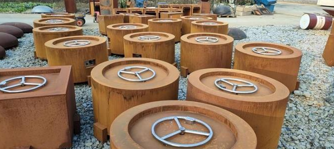 fuego redondo de acero Pit Table de Corten del propano libre portátil del gas de los 95cm