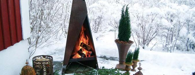 Chimenea al aire libre el 120cm moderna libre Corten geométrico Chimenea de acero