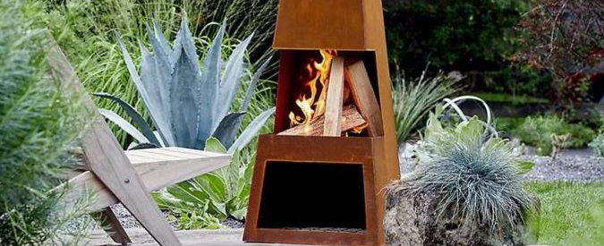 Chimenea al aire libre diseñada contemporáneo Corten grande Chiminea de acero