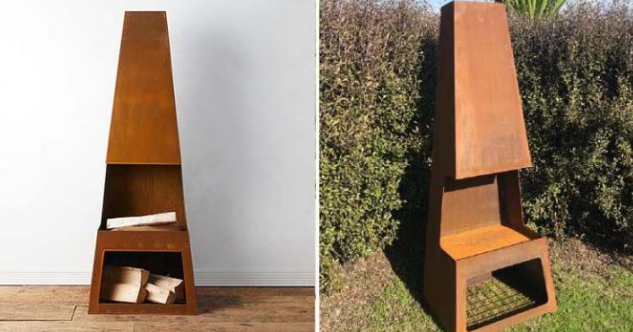 Chimenea al aire libre diseñada contemporáneo Corten grande Chiminea de acero