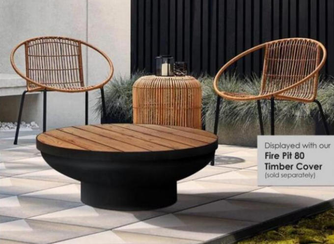 hornilla de carbón de leña de madera al aire libre pintada negra de los 80cm alrededor del hoyo de acero del cuenco de fuego de Corten
