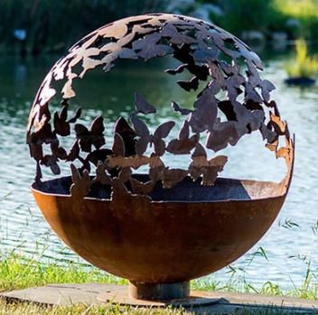 fuego Pit Sphere de Heater Butterfly Theme Corten Steel del patio del diámetro de los 90cm