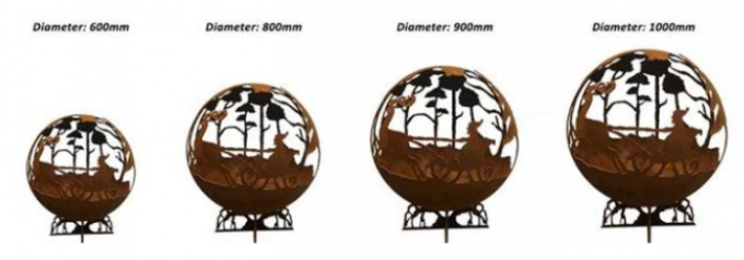 El diseño ardiente de madera del corte del laser oxidó el hoyo de acero del fuego del globo de los tragos de Corten