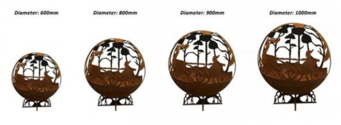 laser de la decoración de los 800cm que corta el fuego al aire libre de acero Pit Balls de Corten