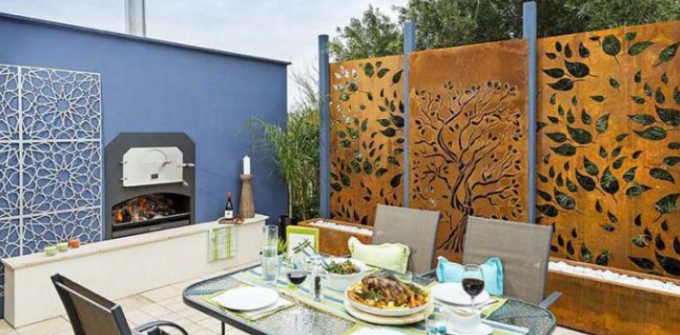 El panel al aire libre de encargo de Rusty Corten Steel Privacy Screens del diseño del árbol de Oke