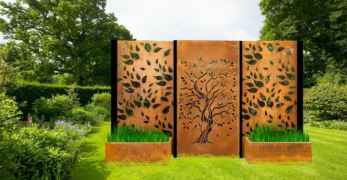 El panel al aire libre de encargo de Rusty Corten Steel Privacy Screens del diseño del árbol de Oke