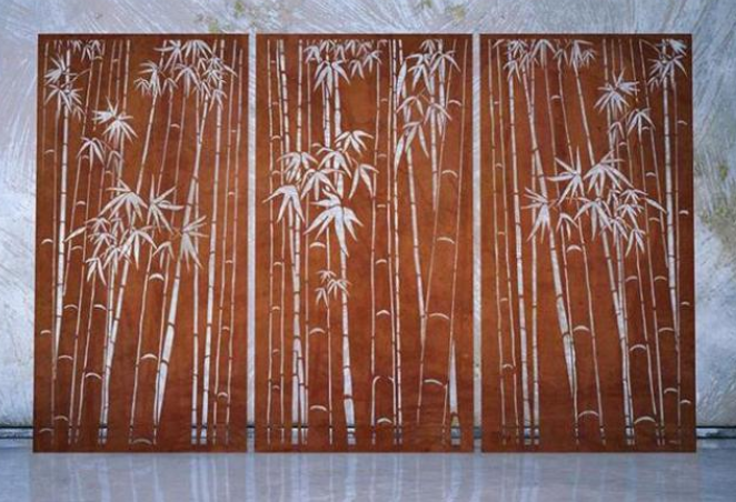 Los paneles de acero decorativos rústicos de Corten del diseño de bambú del montaje en la pared del jardín
