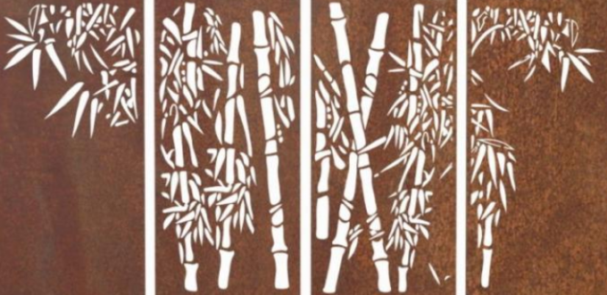 Los paneles de acero decorativos rústicos de Corten del diseño de bambú del montaje en la pared del jardín