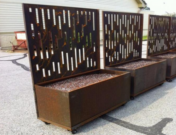El panel de Corten y caja decorativos de acero rectangulares grandes del plantador para el jardín