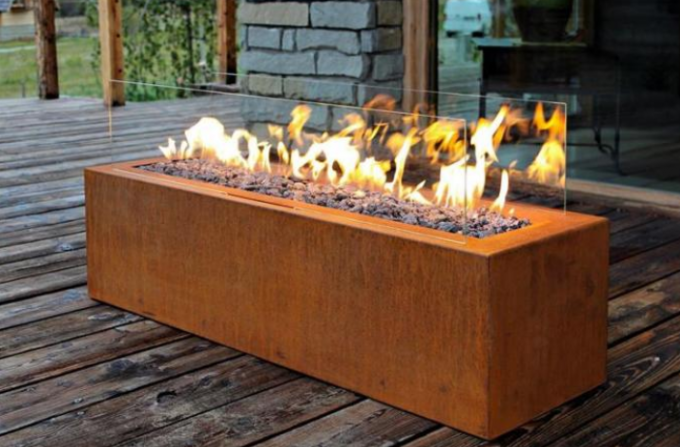 Fuego de gas de acero ocultado rectángulo de Corten del tanque de LP Pit Table For Backyard