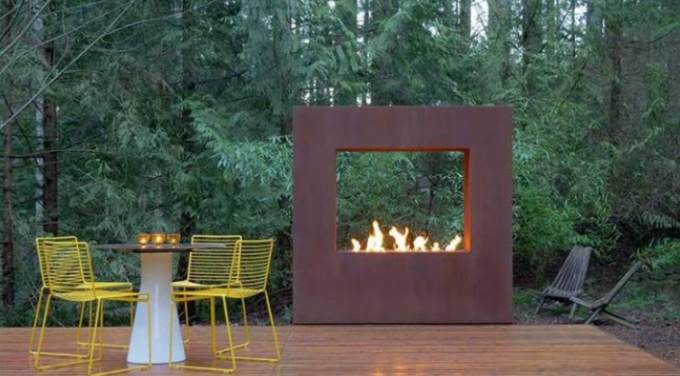 El diseño moderno decorativo aherrumbró chimenea de gas de acero al aire libre de la naturaleza de Corten