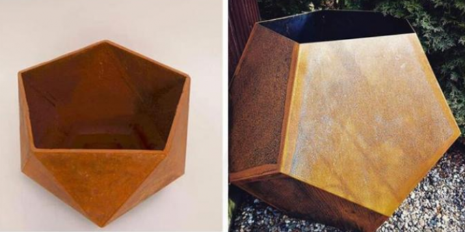 Plantadores hexagonales grandes de la flor del metal de Corten del envase de los potes del jardín para los patios
