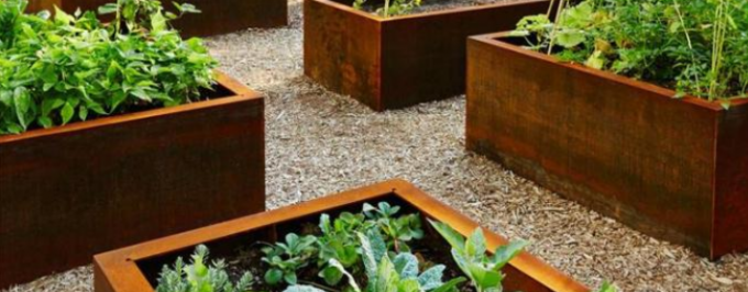 Cama aumentada de acero del jardín de Corten del metal del jardín del plantador insondable de las verduras
