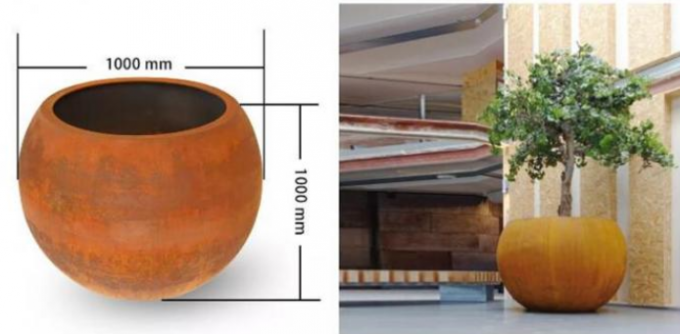 Potes de acero del plantador del árbol del globo de Corten de las esferas geométricas al aire libre para el Streetscape