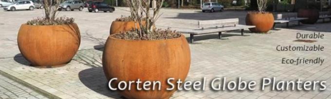 Potes de acero del plantador del árbol del globo de Corten de las esferas geométricas al aire libre para el Streetscape
