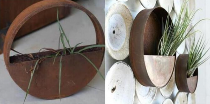 Mitad de acero de Corten del metal de la decoración casera de la pared alrededor de las macetas del tapiz