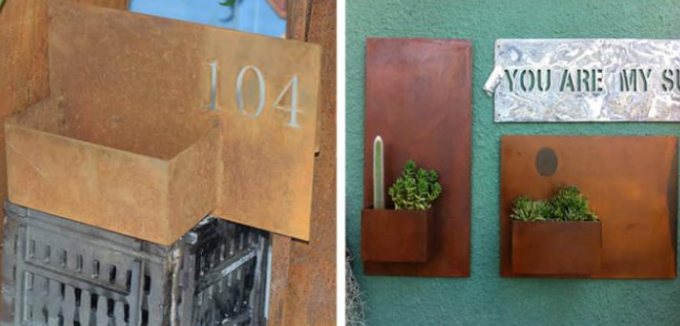 Plantador al aire libre del tapiz del rectángulo de Rusty Metal Ornaments Weathering Steel
