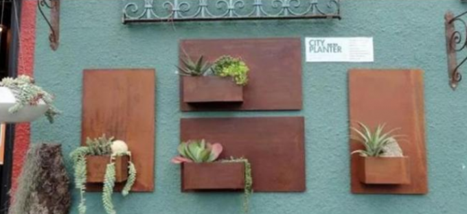 Plantador al aire libre del tapiz del rectángulo de Rusty Metal Ornaments Weathering Steel
