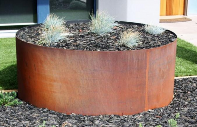Potes de acero del jardín del cilindro de Corten del metal de los plantadores circulares decorativos de la flor