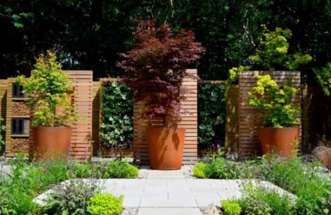 Plantadores cónicos de acero afilados macetas al aire libre de Corten del cilindro del metal del jardín