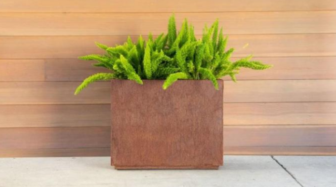 Plantador rectangular de la flor del canal del diseño moderno del moho de Corten del metal alto del palmo