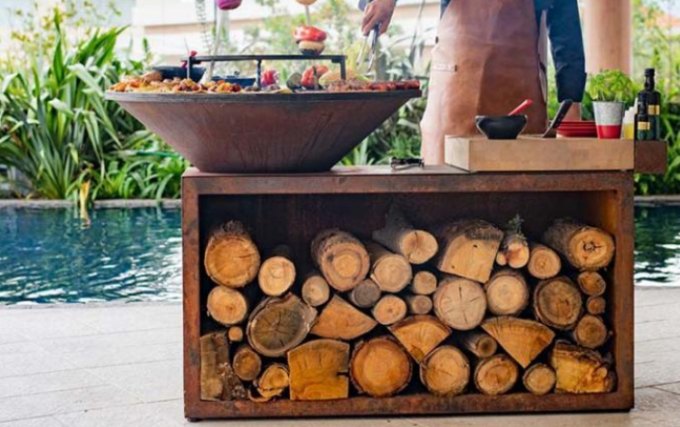 Función multi BOutdoor rectangular que cocina el fuego de acero Pit Grill de Corten de la BARBACOA