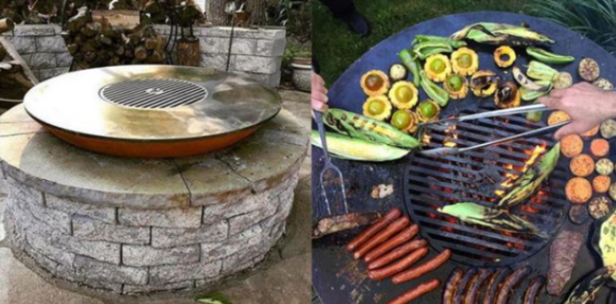 Parrilla de acero de cocinar al aire libre del carbón de leña de Corten con la base redonda del almacenamiento