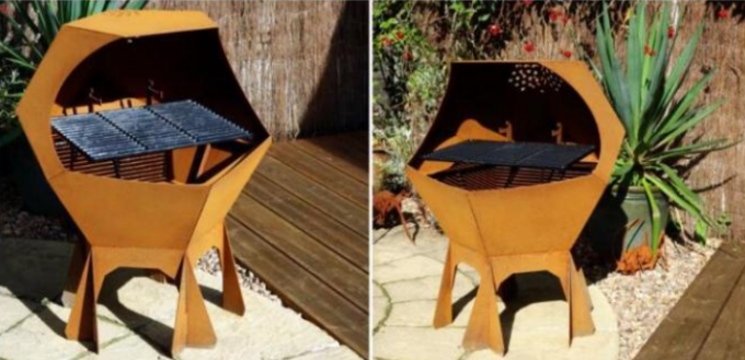 Fuego al aire libre de acero rústico Pit And Barbecue Grill de Copming Corten del decaedro