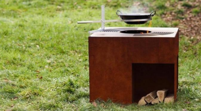 Parrilla de acero pintada negra da alta temperatura al aire libre del carbón de leña de la barbacoa de Corten