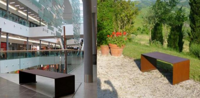 Banco de acero de Corten del diseño de los muebles minimalistas al aire libre e interiores del patio