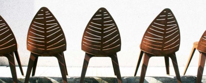 Silla de jardín de acero de Rusty Leaf Shaped Metal Furniture Corten del diseño de Morden