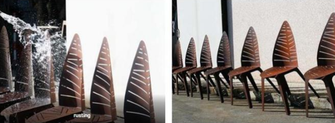 Silla de jardín de acero de Rusty Leaf Shaped Metal Furniture Corten del diseño de Morden