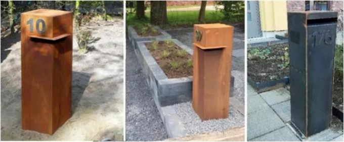Caja de letra de acero del poste de Corten del Curbside del metal de la caja rústica residencial del descenso