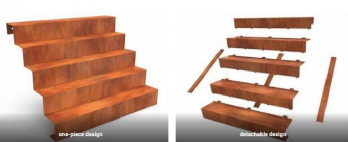 Los pasos de acero de Corten de las construcciones de la escalera arquitectónica de la papiroflexia tuercen en espiral las escaleras