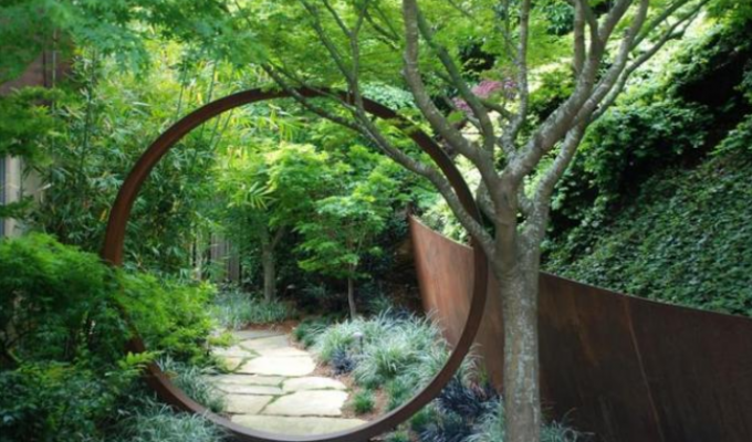 puerta de acero de la luna de Corten del diseño único del diámetro de los 210cm para ajardinar del jardín