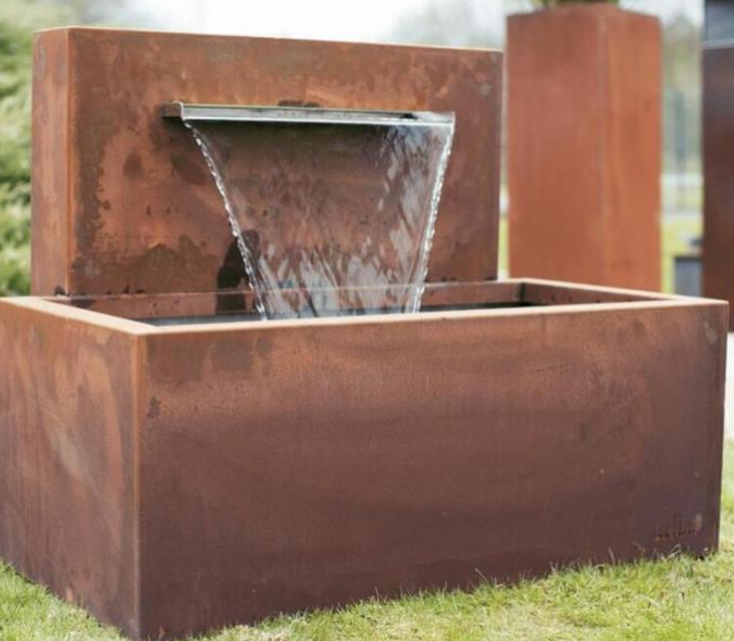 Característica de acero del agua de la charca de Rusty Metal Waterfall Free Standing Corten del jardín