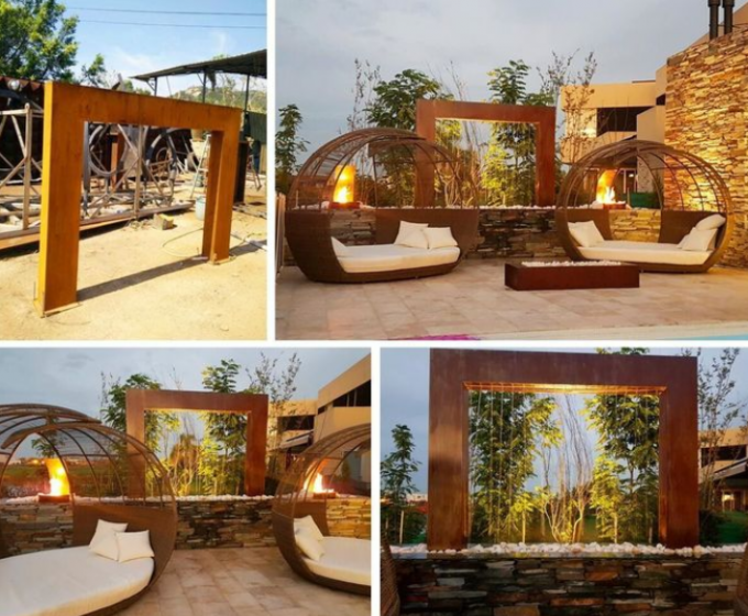Característica al aire libre moderna de Rusty Corten Steel Garden Water de la fuente de agua