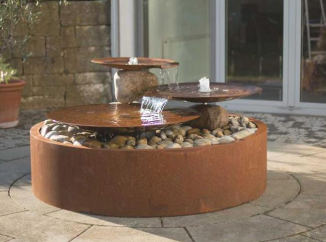 Cuenco de acero grande del agua de Corten de la decoración para la característica del agua del jardín
