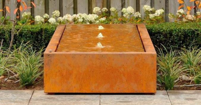 Tabla de acero rectangular de la fuente de agua de Corten del paisaje del jardín de la decoración