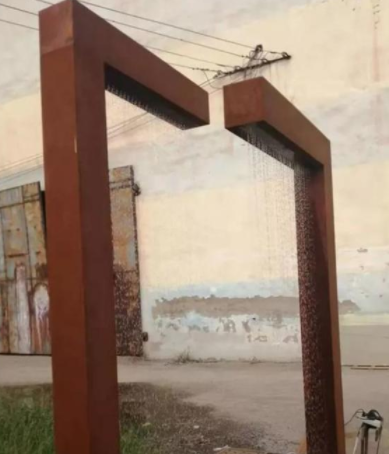 Doble contemporáneo L fuente del diseño de agua de acero de Corten de la característica del agua del metal
