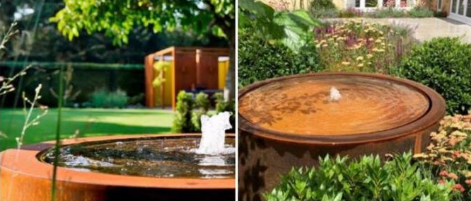 fuente de acero de la capa freática del 120cm Dia Garden Rust Surface Cylindrical Corten