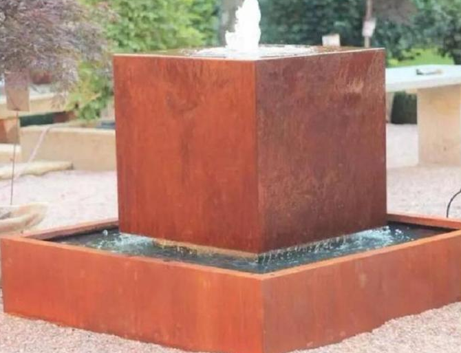 Característica flotante de acero del agua de Corten del bloque cúbico decorativo del agua del jardín