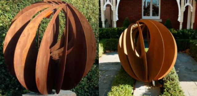 Escultura al aire libre grande de acero de Corten del diseño rústico de la esfera del jardín para el paisaje
