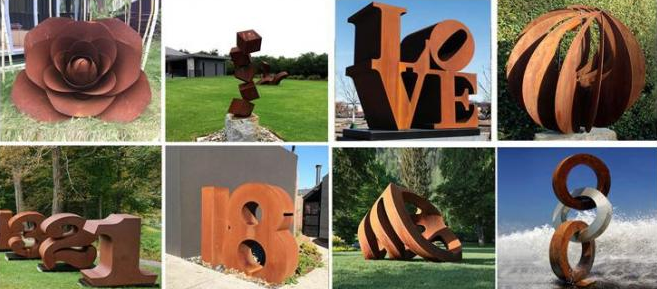 Escultura de acero del jardín de Rusty Lawn Statues Abstract Weathering del metal de encargo del tamaño