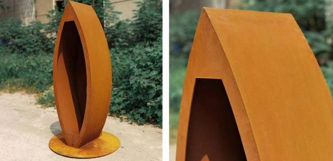 Almacenamiento al aire libre de madera de Corten del acero de Corten de la escultura del estante de la leña del metal