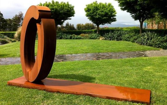 Escultura grande de Ring Corten Steel Metal Art del extracto moderno rústico al aire libre